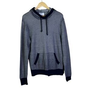 Old Navy Hoodie Mens Size L Navy Blue Striped Knit 100% Cotton Pullover Casual
